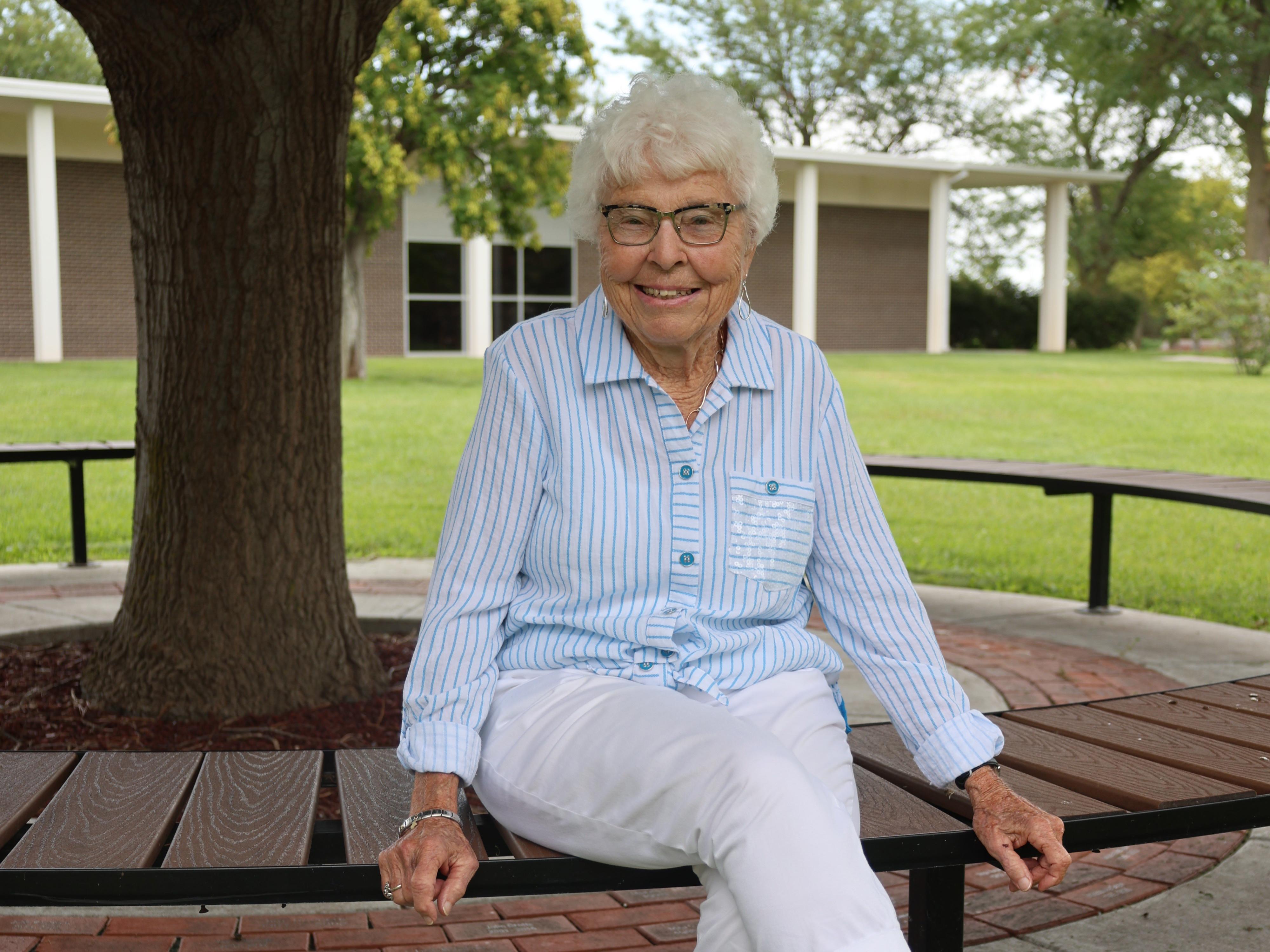 Old Bill Honoree Marian DeWerff poses for a photo on the Barton County campus.