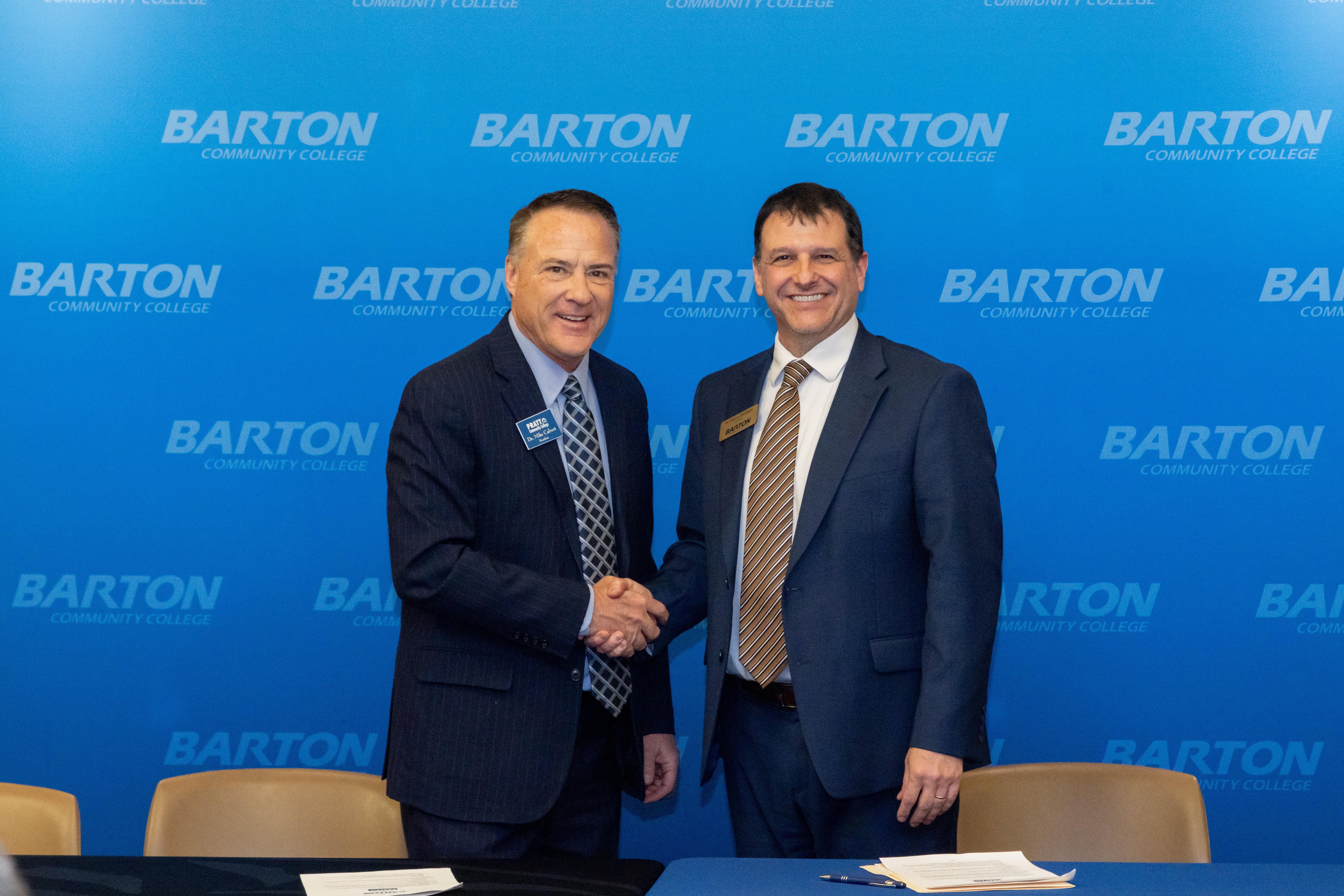 Pratt Community College President Dr. Michael Calvert and Barton Community College President Dr. Marcus Garstecki signed a renewed agreement on April 3 to continue providing Nursing education in Pratt and the surrounding area, reaffirming their commitment to healthcare training and rural workforce development.