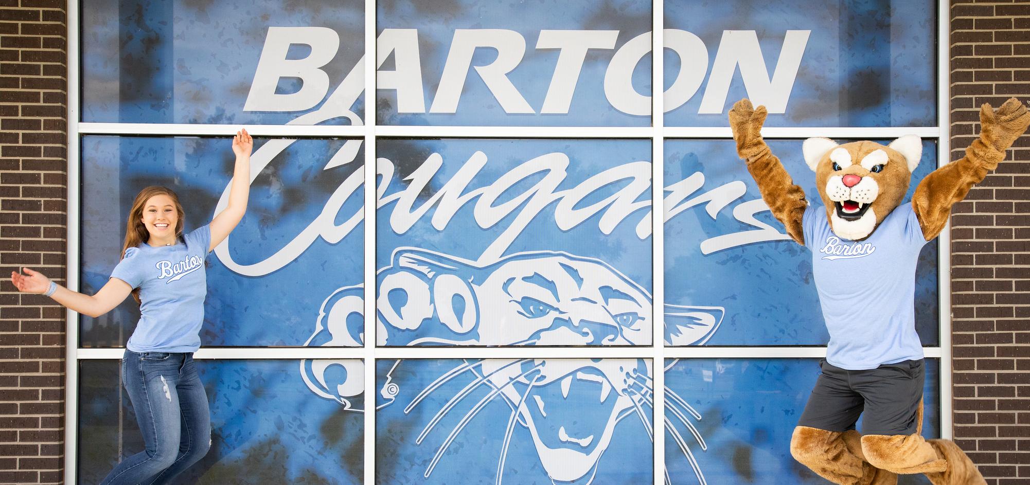 Barton and student jumping