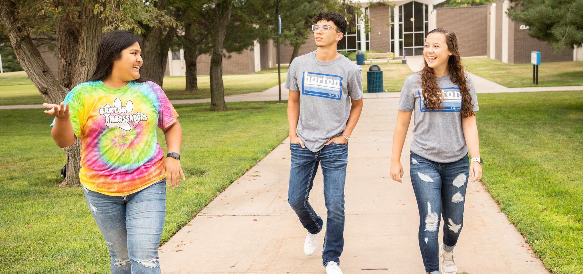 Students walk on campus