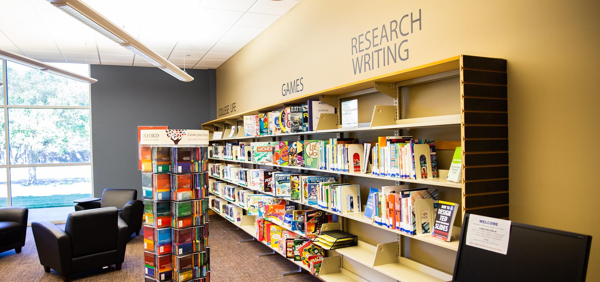Section of Research Writing books in Barton Library