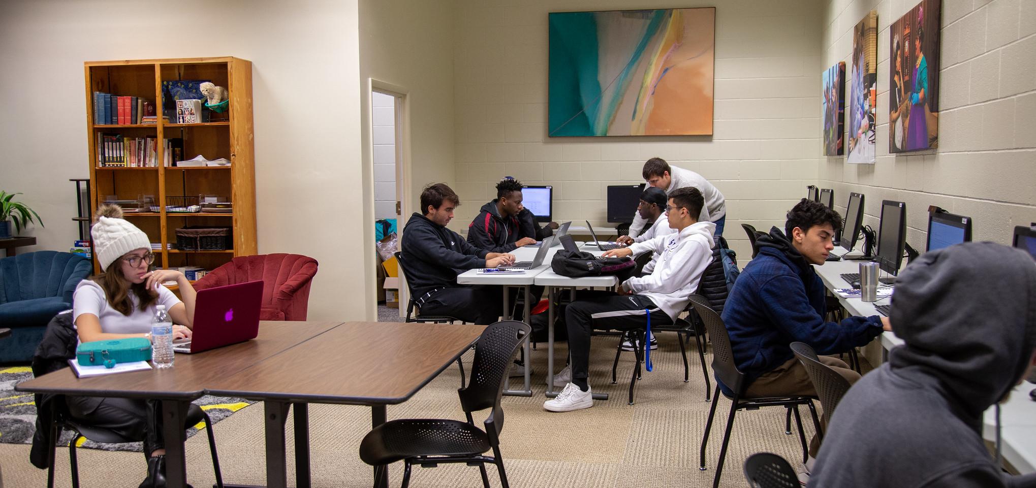 Students study in the academic development center